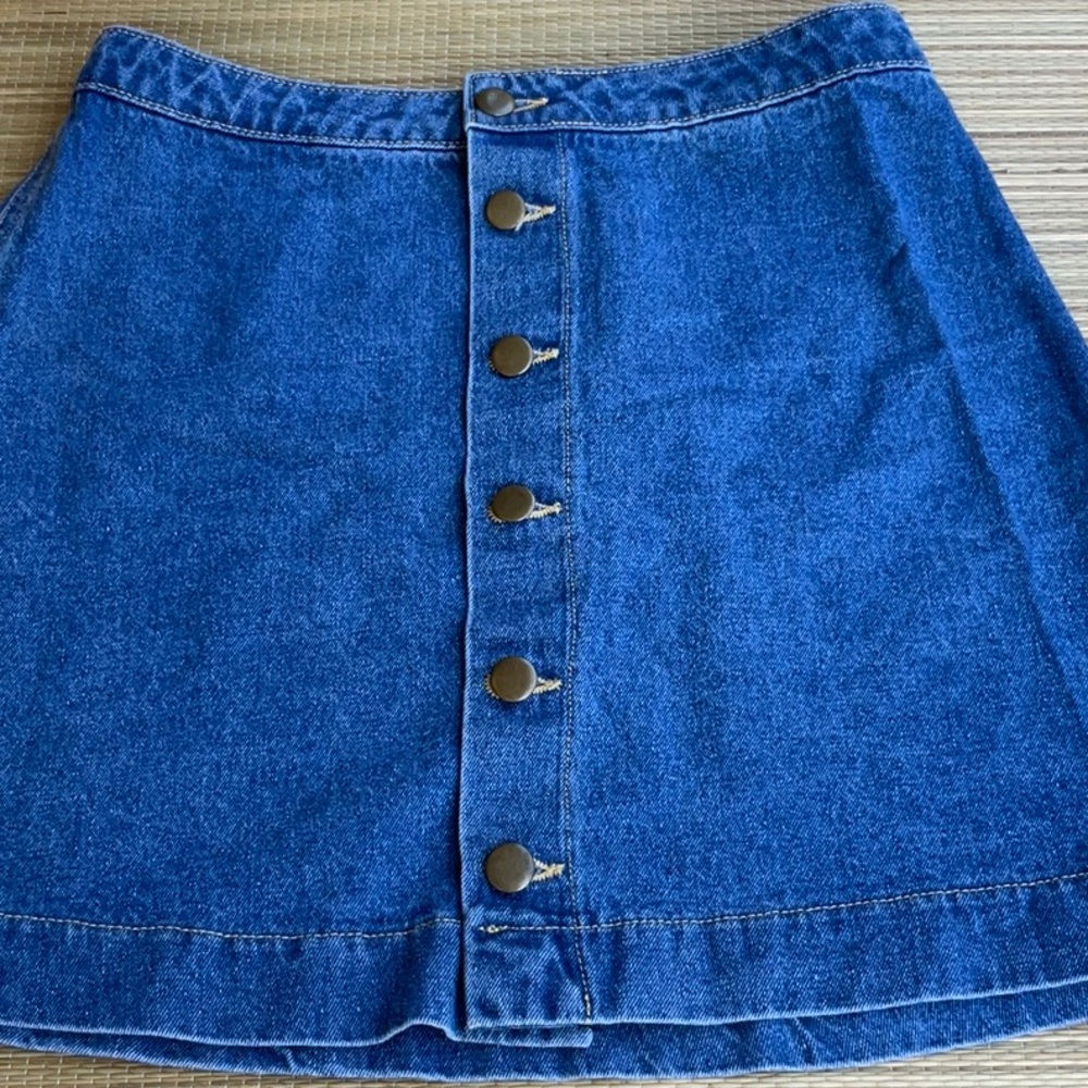 American Apparel Denim Button-Front Skirt 100% Cotton Size M Made in USA